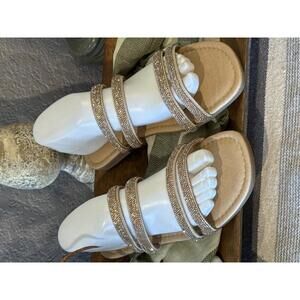 Embellished Triple-Strap Women's Sandal - Nude